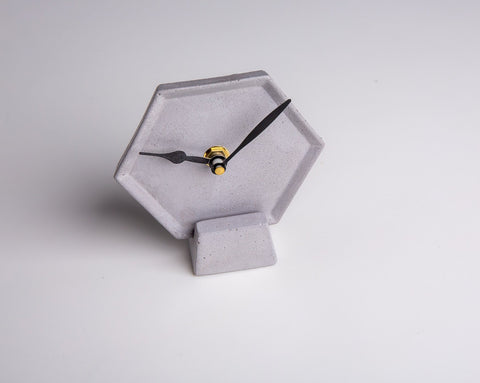 Concrete Mini Hexa Tabletop Clock Grey-Eliteearth
