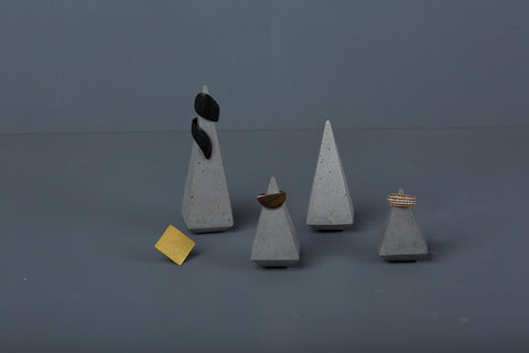 Concrete Soft Prism Jewellery Stands-Grey
