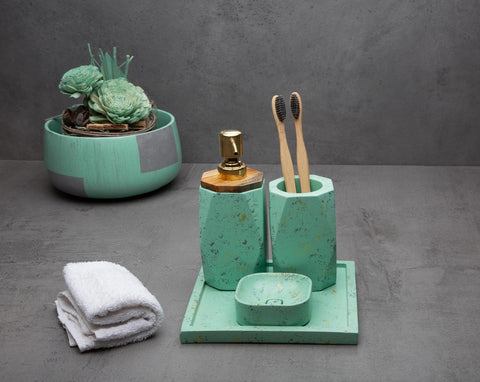 Concrete Frost Bath Accessories Set-"Cherish " Asian Paints Colour of the year 2021 Collection-Eliteearth