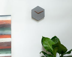 Concrete Hexa Wall Clock Grey-Eliteearth