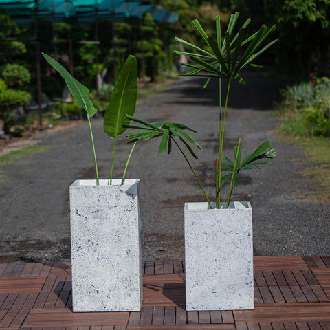 Concrete Hopscotch Planters l Concrete Marbre Planters Collection l Set of Two Concrete Pots-Eliteearth