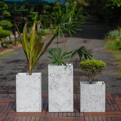 Concrete Jenga Planters l Concrete Marbre Planters Collection l Set of Three Concrete Pots-Eliteearth