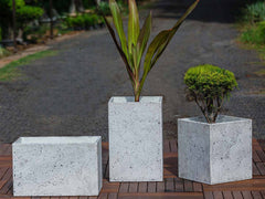 Concrete Jigsaw Planters l Concrete Marbre Planters Collection l Set of Three Concrete Pots-Eliteearth