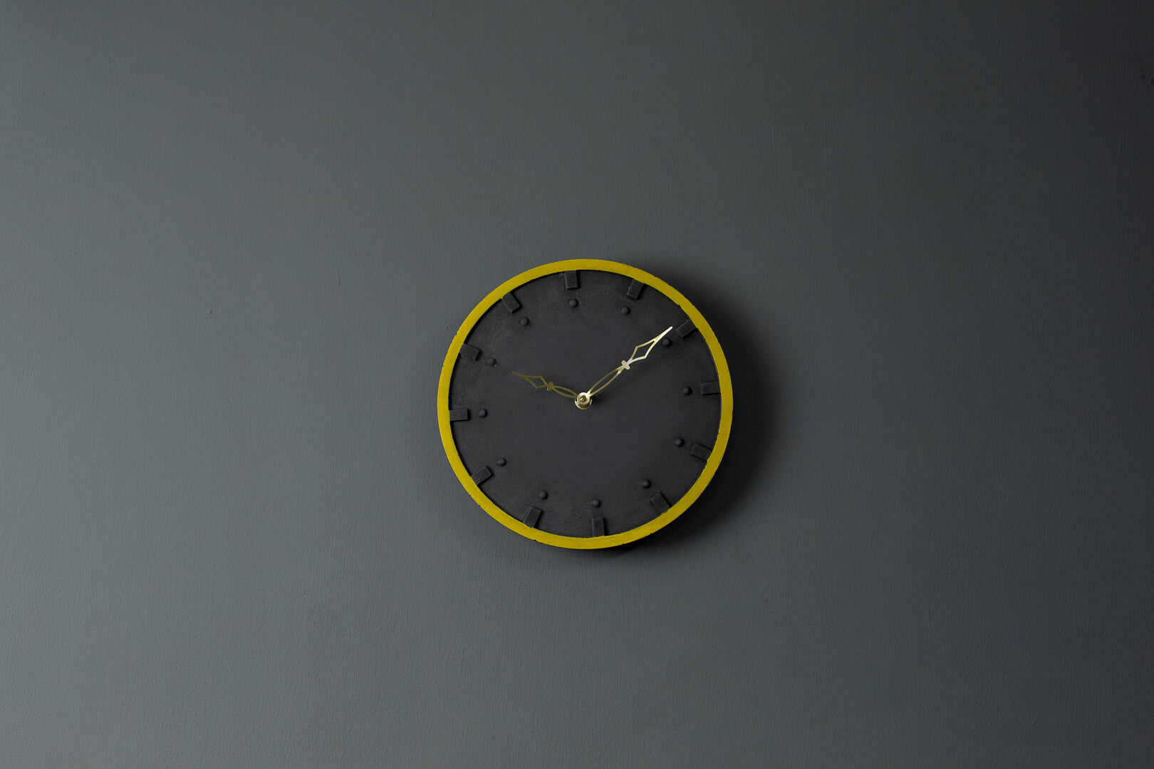 Concrete Moon Wall Clock Charcoal -Yellow-Eliteearth