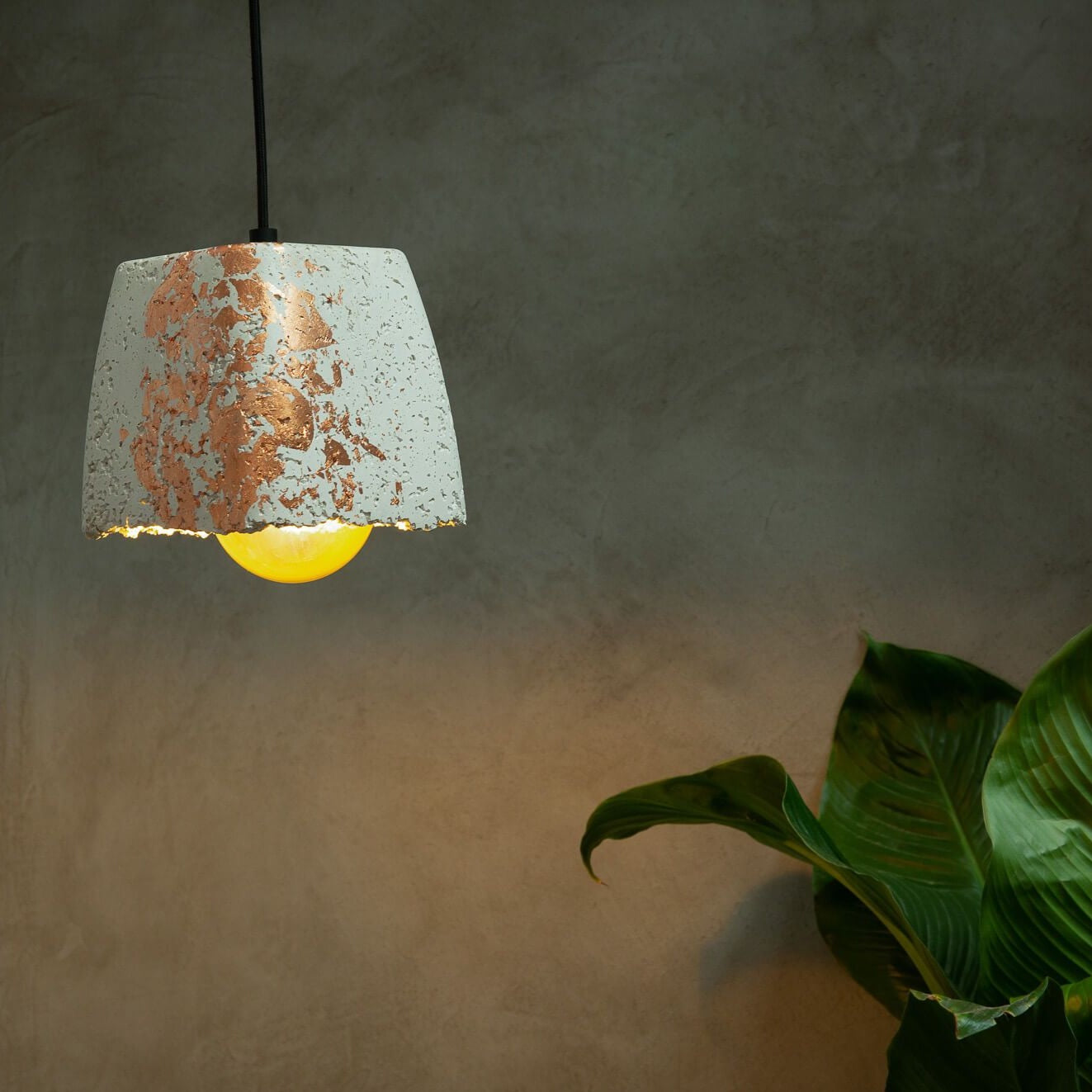 Concrete Mushroom Pendant Lamp  White/Copper Feather Lite Lamps-Eliteearth