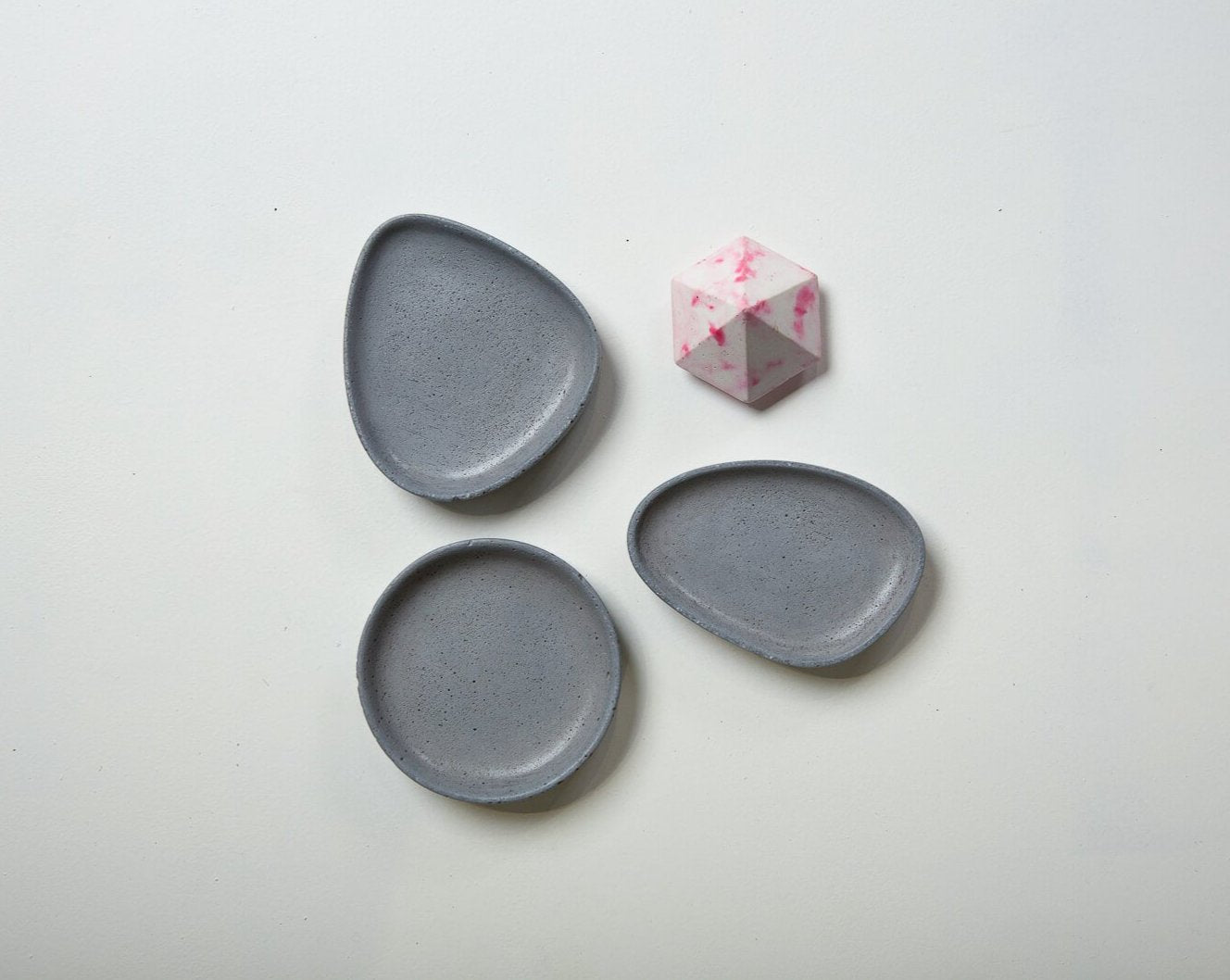 Concrete Pastel Halo Trinket Dish Set - Grey-Eliteearth