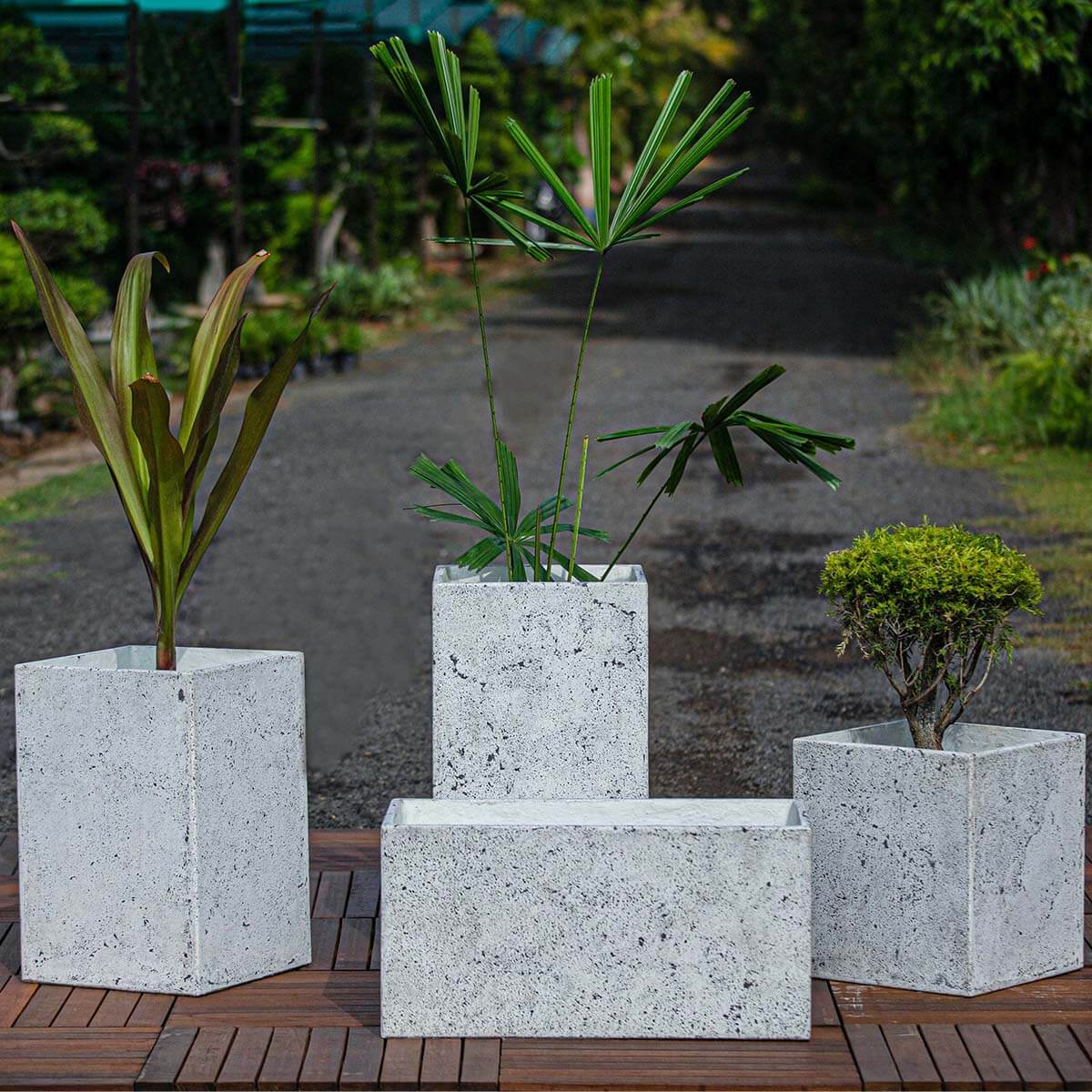 Concrete Rubik Planters l Concrete Marbre Planters Collection l Set of Four Concrete Pots-Eliteearth