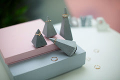 Concrete Soft Prism Jewellery Stands-Grey