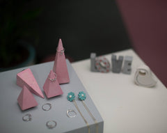Concrete Soft Prism Jewellery Stands - Pink-Eliteearth