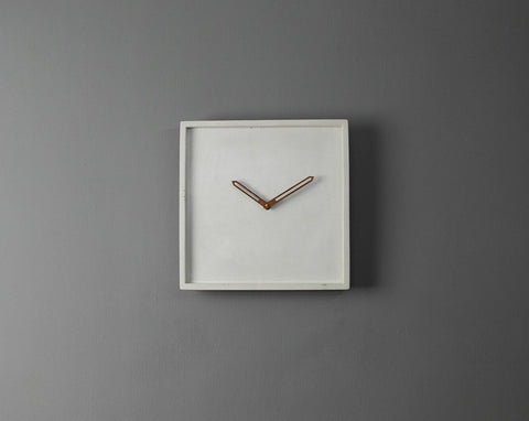 Concrete Square Wall Clock White-Eliteearth