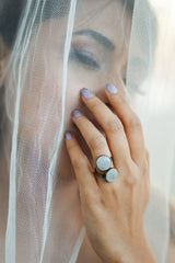 Concrete Studded  chrome finish Stainless steel Ring-Eliteearth