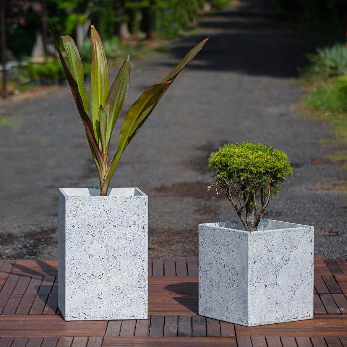 Concrete Tangrams Planters l Concrete Marbre Planters Collection l Set of Two Concrete Pots-Eliteearth