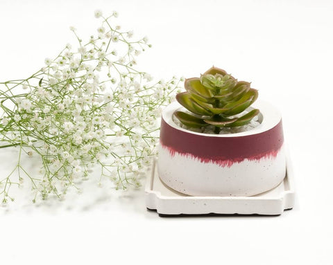 Concrete Cracker Barrel Planter in Awakening, Asian Paints<br>  Colour of the Year 2019 - Eliteearth