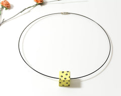 Lemon Yellow Handpainted concrete chord Necklace and Earing Set - Eliteearth