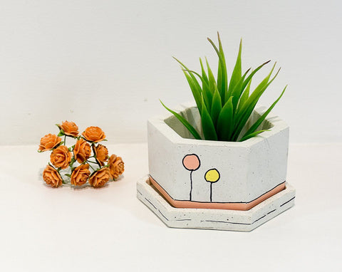 Concrete Hexafun Planter - Confetti Collection - Eliteearth