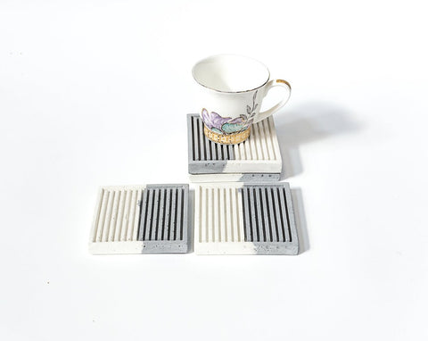 Concrete Simply Stripy Coasters - Dual Tone Collection - Eliteearth