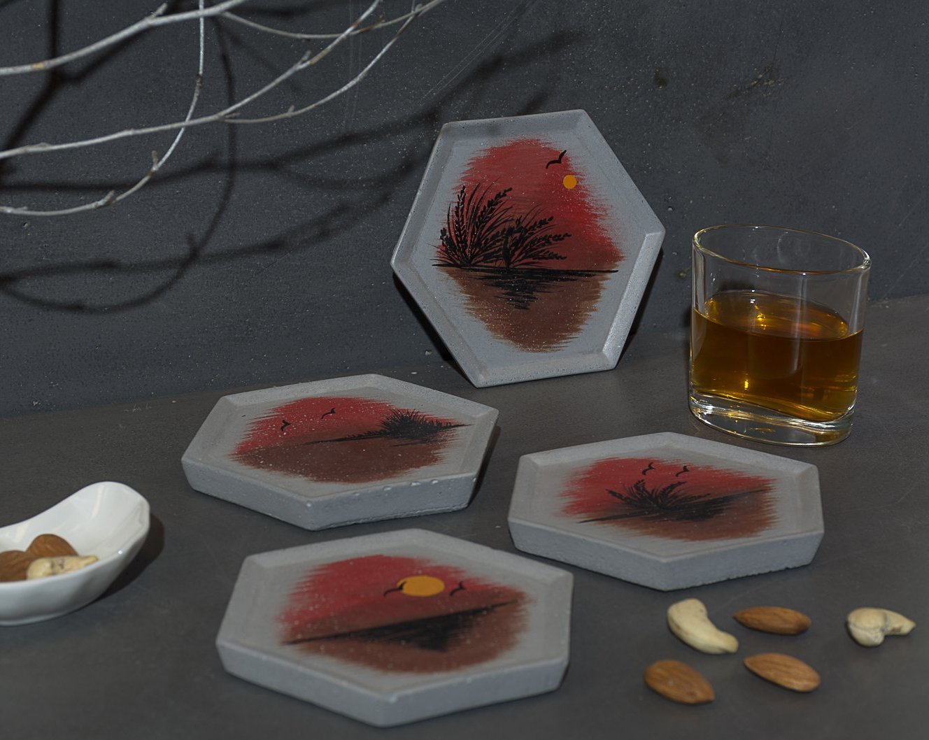 Concrete Style Coasters Grey - Silhouette Collection - Eliteearth
